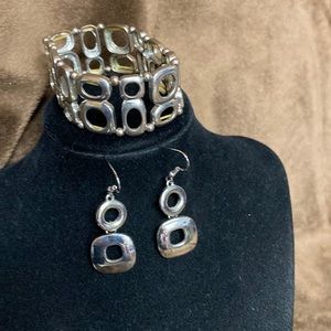 Lia Sophia bracelet and earrings silver tone